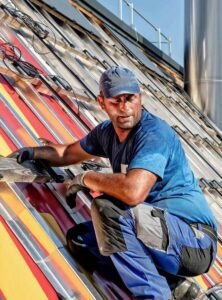 solar panel installation on the roof